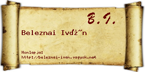 Beleznai Iván névjegykártya